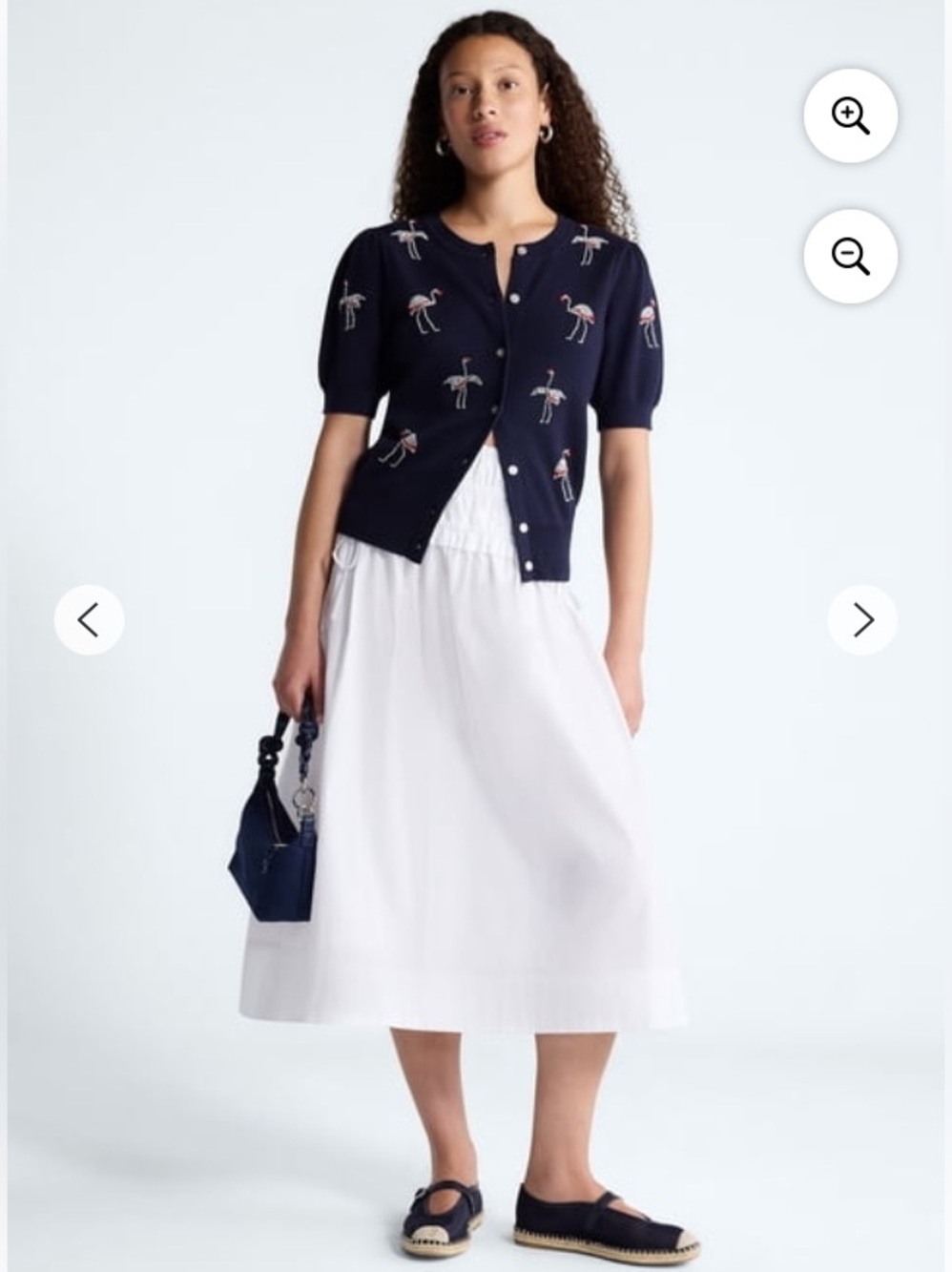 Navy Beaded Short-Sleeve Cardigan - Button-Up Style 20 XXL